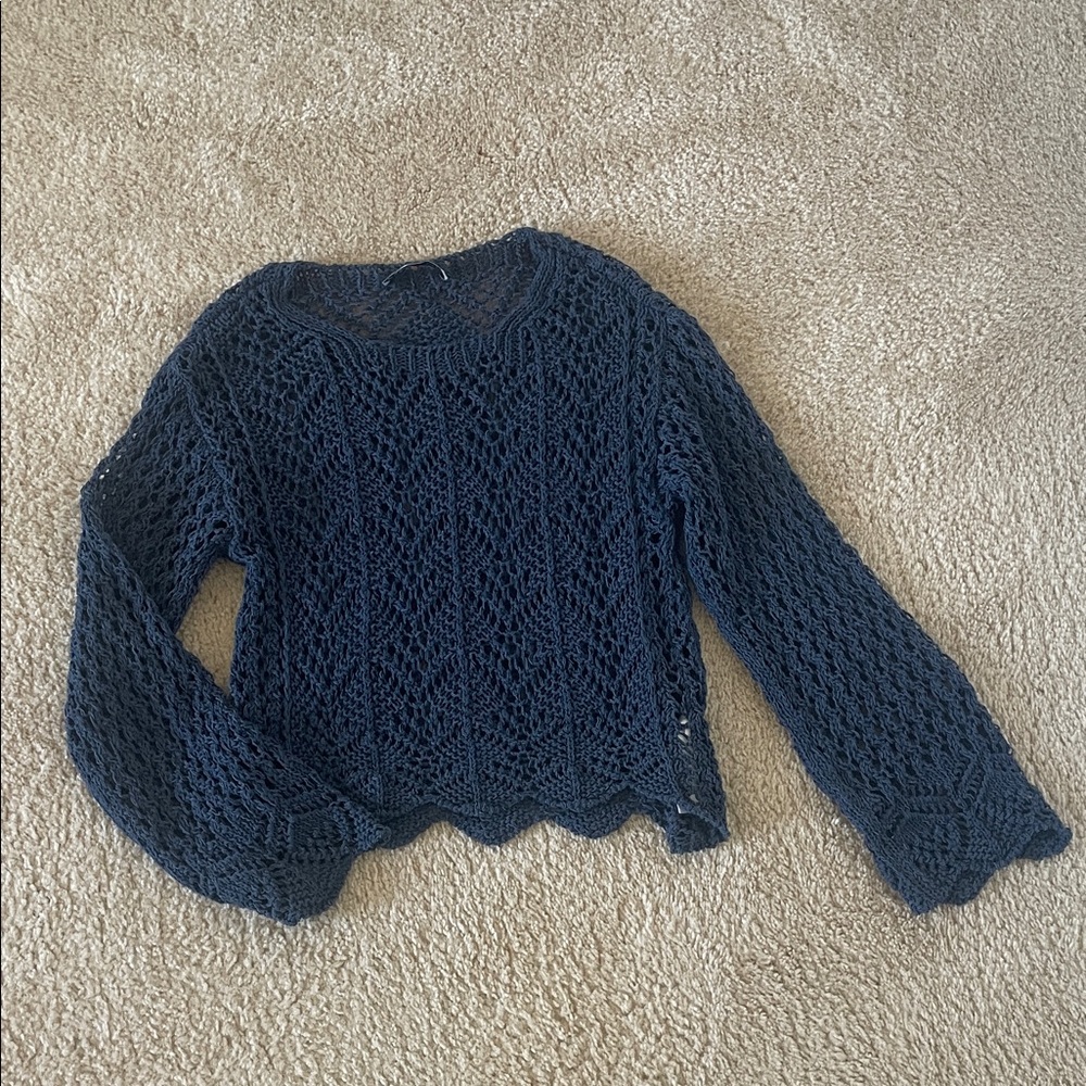 Zara Navy Blue Crochet Top